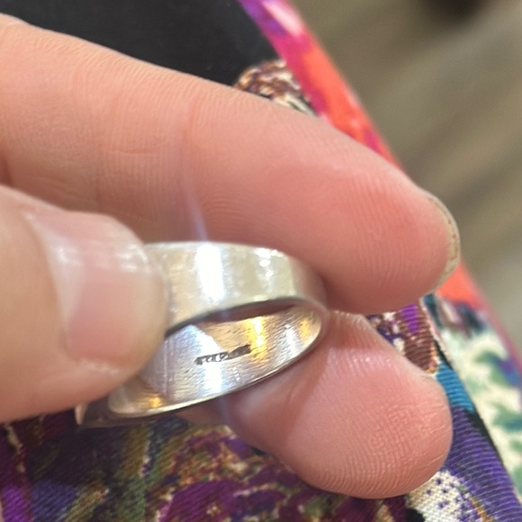 Silver Ring with Green and Blue Inlay - Picture 7 of 7